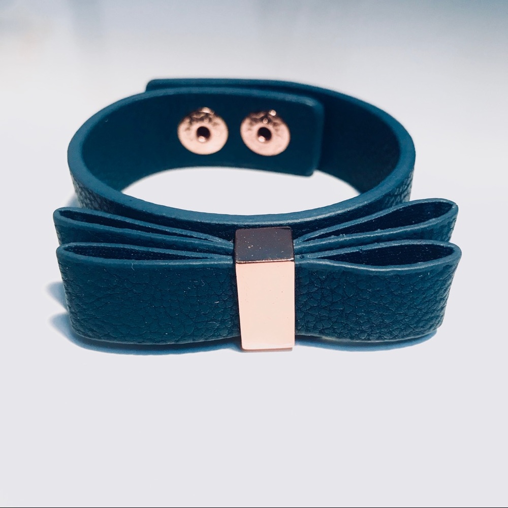 BCBGeneration Blue Leather Bow Cuff Bracelet